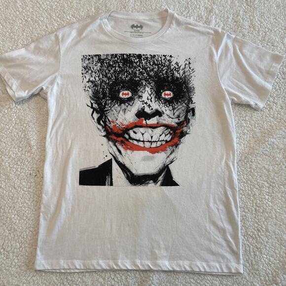 Batman JOKER T-Shirt Men’s White DC Licensed Cotton Blend Large - Picture 2 of 5